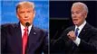 Donnald Trump til højre han ser lidt sammenbidt ud. Joe biden til venstre med åben mund