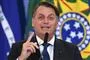 Brasiliens præsident, Jair Bolsonaro, taler fra talerstol