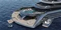 En enorm yacht med udslået agterstavn
