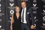 Natasja Crone i nedringet sort gallakjole sammen med Rasmus Tantholdt til en premiere. 