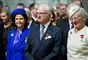 Dronning Silvia sammen med sin mand kong Carl Gustaf og dronning Margrethe.