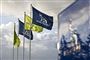 fire flag med logoer fra novo nordisk og novozymes 