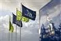 fire flag med logoer fra novo nordisk og novozymes 