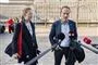 Martin Lidegaard og Sofie Carsten Nielsen taler til journalister 