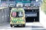 En ambulance set bagfra på vej til Rigshospitalet.