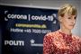 Tyra Grove Krause under et af de mange corona-pressemøder