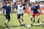 Michael Laudrup, Malte Ebert og kronprins Frederik spiller fodbold