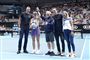 David Lee, Caroline, Piotr, Patrik og Anna Wozniacki sammen på tennisbanen under Carolines sidste tenniskamp. 