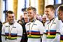Rasmus Lund Pedersen, Julius Johansen, Frederik Rodenberg Madsen og Michael Mørkøv hyldes for deres VM-guldmedaljer ved VM i banecykling på København vandt prisen som årets sportsnavn i 2020.