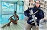 En model i en pool og en soldat