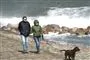to mennesker på strand med hund