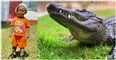 En lille dreng og en alligator