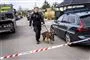 politimand går med politihund