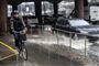 oversvømmet vej
