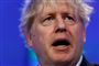 Nærbillede af Boris Johnson med vildt hår og åben mund