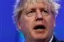 Nærbillede af Boris Johnson med vildt hår og åben mund