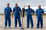 Danske Andreas Mogensen (nummer to fra venstre) og hans astronautkolleger må vente endnu en dag på at blive sendt til Den Internationale Rumstation. (Arkivfoto).