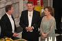 Finansminister Nicolai Wammen (S), forsvarsminister Troels Lund Poulsen (V) og statsminister Mette Frederiksen (S) deltager i det kongelige gallataffel.