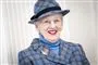 Dronning Margrethe med hat på.
