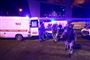 Soldater og ambulancer på stedet.