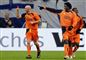 Manchesters Stephen Ireland, Benjani Mwaruwari og Shaun Wright-Phillips fejrer 2-0 målet mod Schalke 04. Foto: AP/Martin Meissner / POLFOTO