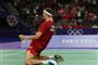 badmintonspiller på knæ