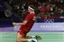 badmintonspiller på knæ