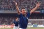Den tidligere italienske landsholdsangriber Salvatore Schillaci kunne 3. juli 1990 juble over en scoring i VM-semifinalen mod Argentina. Italien tabte dog kampen efter straffesparkskonkurrence. Han blev topscorer ved slutrunden med seks mål. (Arkivfoto).