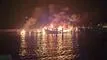 havn og skib i voldsomme flammer