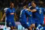 Hoffenheim-spillerne jubler efter udligningen. Foto: AP/Daniel Roland / POLFOTO