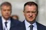 Portræt af lederen af den russiske delegation, Vladimir Medinsk, i sort jakkeij, 