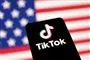 et tik-tok-logo med et flag i baggrunden