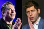 Elon Musk (til venstre) var med til at etablere OpenAI, som Sam Altman (til højre) er topchef for. Men Musk forlod selskabet igen i 2019. (Arkivfoto).