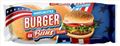 En pose burgerboller med amerikanske farver på forsiden.