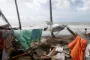 Nogle ødelagte shelter på stranden i Jamaica