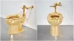 et toilet i guld set fra to vinkler