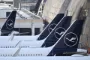 Haleror på fly i lufthavn