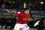 Carlos Tevez scorede for United, da Derby blev slået 4-2.
 Foto: AP/Junji Kurokawa / POLFOTO
