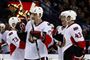 Peter Regin med nummer 43 scorede natten til fredag 30. januar 2009 sit første NHL-mål for Ottawa Senators.
 Foto: AP Photo/Tom Gannam / POLFOTO