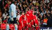 Liverpoolspillerne jubler over Benayouns scoring mod Real Madrid.
 Foto: AP/Andres Kudacki / POLFOTO