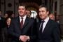 Anders Fogh Rasmussen tog for få dage siden imod den nyoptagne Nato-land Albaniens præsident Bamir Topi i Statsministeriet i København.
 Foto: Tariq Mikkel Khan / POLFOTO / POLFOTO