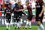 Jubel i Herning efter Nworuhs scoring til 1-0 for FC Midtjylland.
 Foto: Jesper Nørgaard Sørensen/POLFOTO / POLFOTO